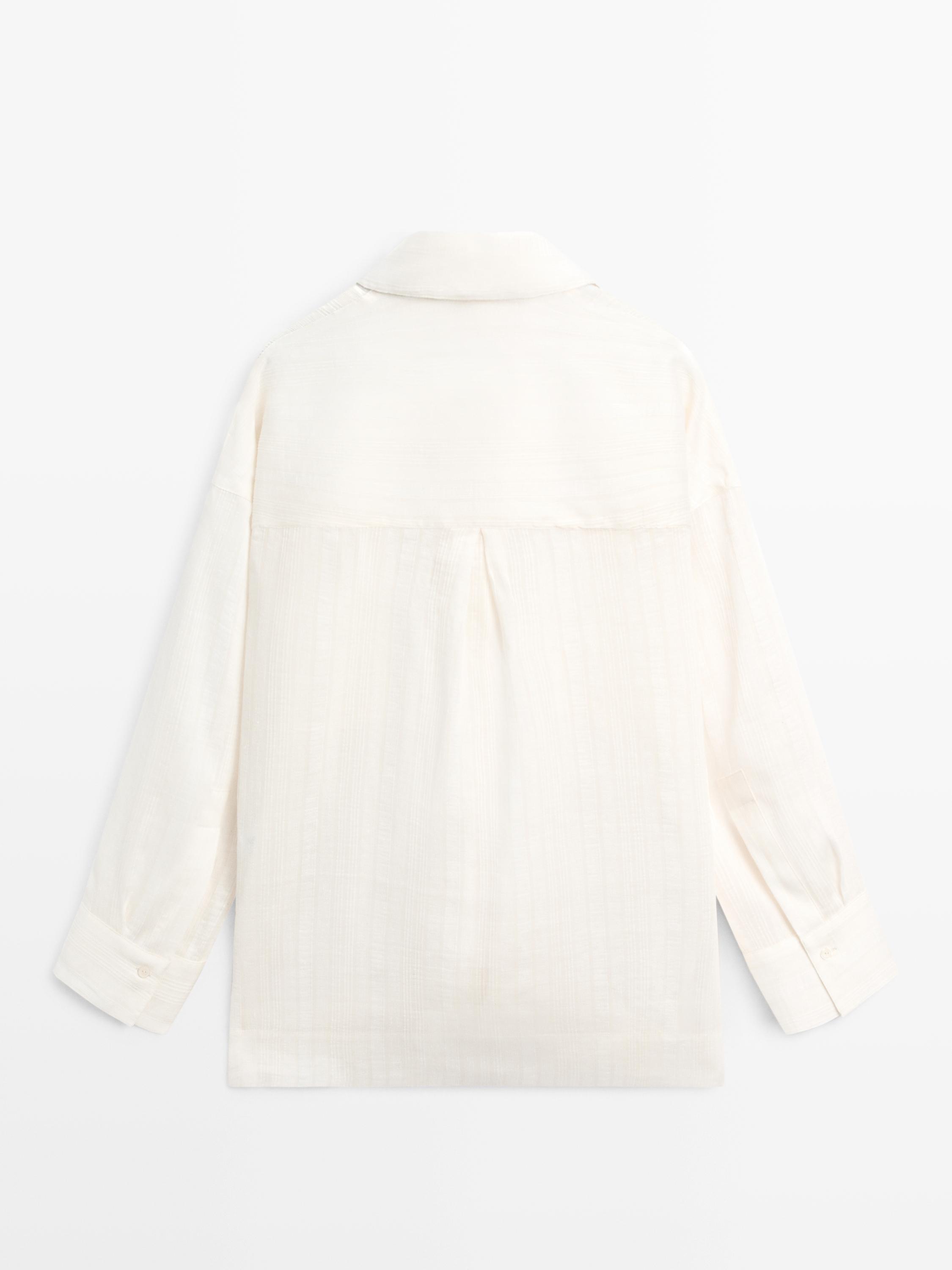Chemise fluide en lin et coton à fente